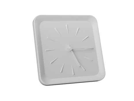 3d Simple White Square Wall Clock Five Fifteen Quarter Past Five, 3d illustration png