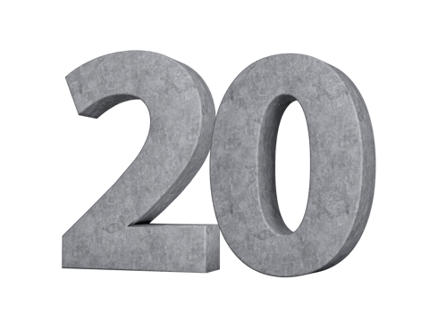 Concrete Number Twenty 20 Digit Made Of Grey Concrete Stone 3d Illustration png