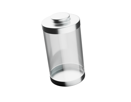 Transparent Shiny Empty Glass Battery Cell With Gray Metal Caps 3d Illustration png