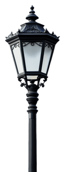 Black street lamp lights a calm evening isolated on transparent background png