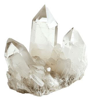 Beautiful quartz crystal cluster found in nature isolated on transparent background png