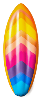 Bright zigzag surfboard on the beach isolated on transparent background png
