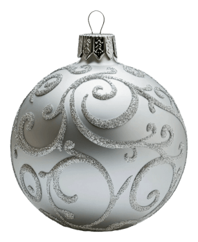 Intricate silver Christmas ornament isolated on transparent background png