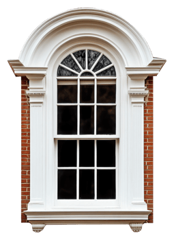 Arched-top elegant window design isolated on transparent background png
