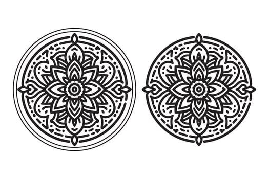 Rangoli Mandala silhouette on white background vector