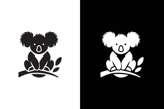 Cute koala animal icon silhouette illustration. Koala Silhouette black vector