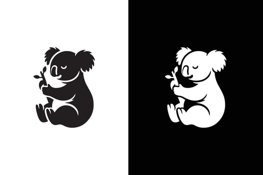 Cute koala animal icon silhouette illustration. Koala Silhouette black vector