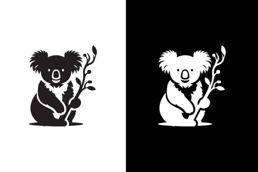 Cute koala animal icon silhouette illustration. Koala Silhouette vector