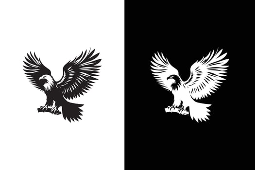 American eagle in flight illustration. Eagle icon silhouette vector