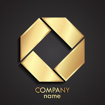 3d golden octagon square logo vector
