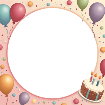 A colorful birthday cake with candles and balloons png