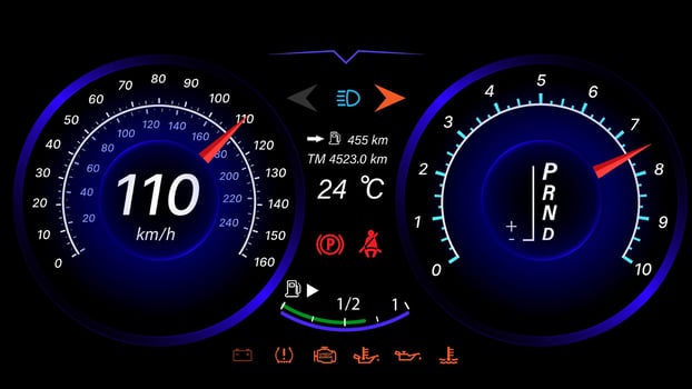 Speedometer speed car auto dashboard design. vector