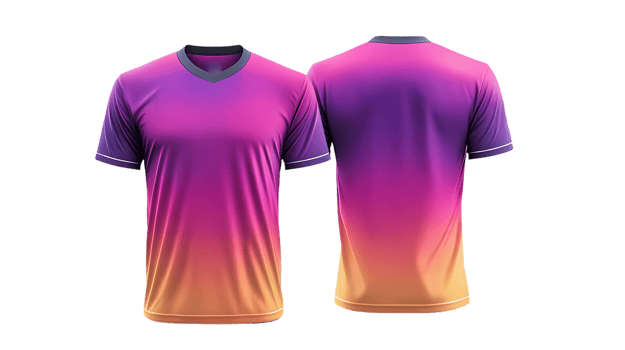 two purple and orange soccer jerseys on a transparent background png