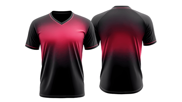 frant and back black and red soccer jerseys on a transparent background png