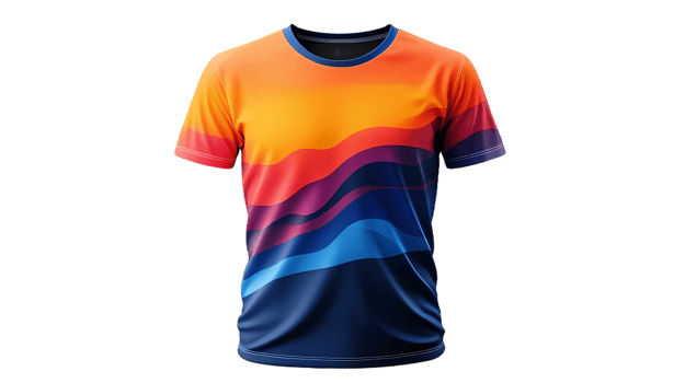 a t - shirt with colorful waves on it png