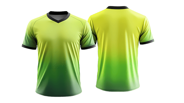 green and yellow soccer jersey mockup png