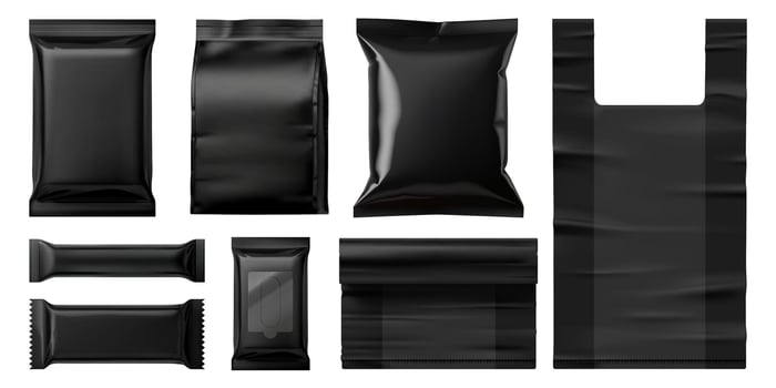 Realistic 3d black package mockup 3d set vector