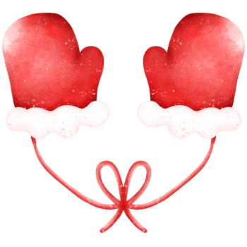 Red Christmas mittens with rope. knit mittens for cold season png