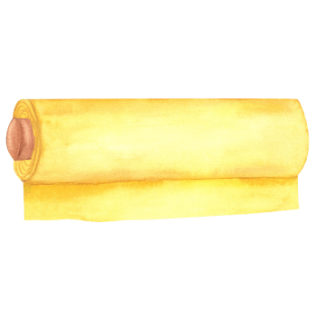 Rolled yellow fabric. A roll of fabric for sewing. Textile. Cloth. Tailoring clipart. Hand-drawn watercolor illustration png