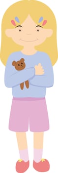 down syndrome holding teddy bear vector