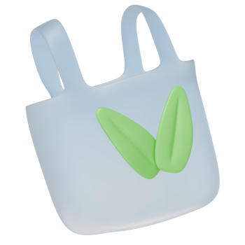 3D Rendering Biodegradable Transparent Shopping Bag Recycle Symbol Icon. Ecology Green Energy Environment png