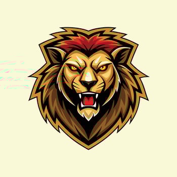 Ferocious lion head esports gaming emblem vector