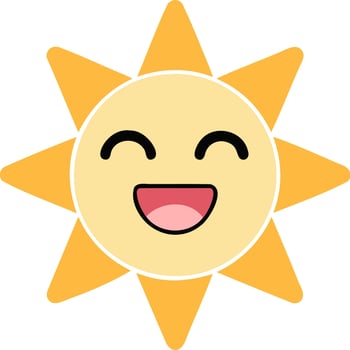 Cute suns, Sunshine emoji laughing with a wide happy smile vector