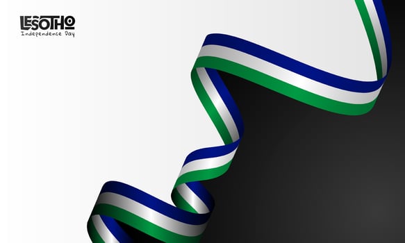 Waving lesotho flag ribbon design on white and black background. Lesotho independence day template. Also good template for lesotho national day vector