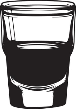 a black and white drawing of a glass of water. vector