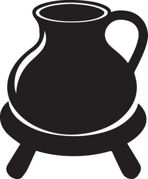 a black and white drawing of a pitcher on a stand vector