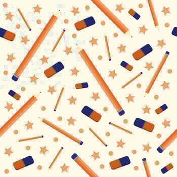Pencil and erase drawing kids seamless pattern vector