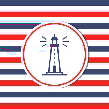 Lighthouse on Navy blue and red stripes texture vector