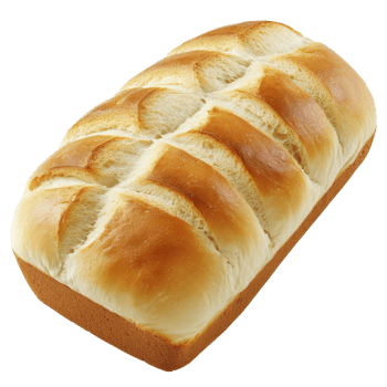 Freshly baked loaf of bread on a wooden countertop isolated transparent png