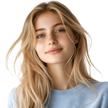 Smiling young woman with long hair isolated transparent png