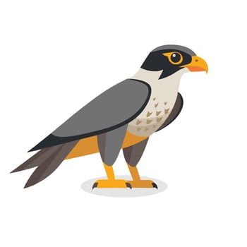 Peregrine Falcon bird isolated flat illustration on white background vector