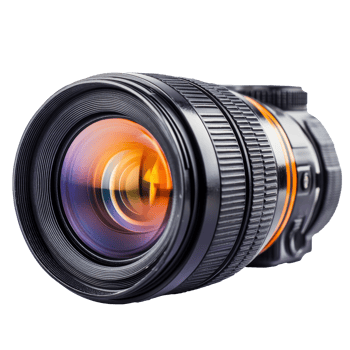 Vivid close up of a camera lens isolated transparent png