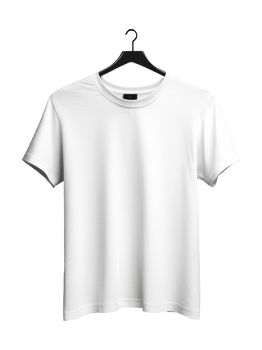 White t shirt on black hanger indoors isolated transparent png