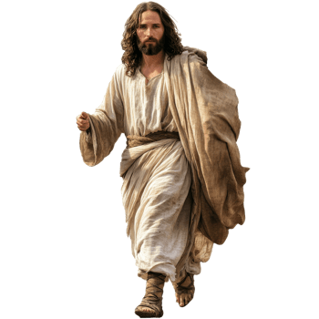 Jesus walking in a robe on a sunny day isolated transparent png