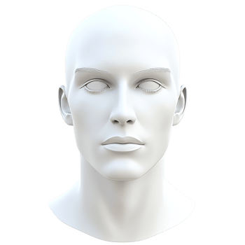 White male mannequin head for display isolated transparent png