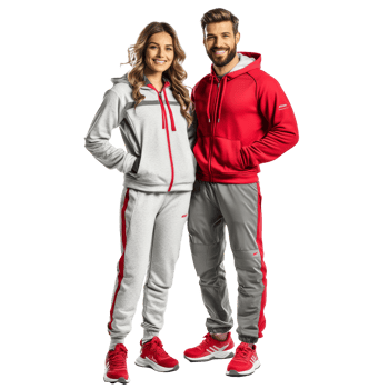 Trendy couple in matching sportswear isolated transparent png