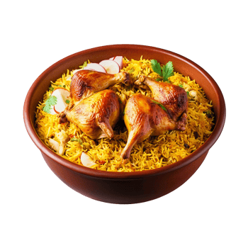 A bowl of rice with chicken and vegetables png