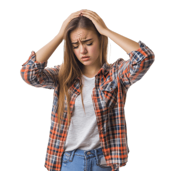 Woman showing stress in her expression isolated transparent png