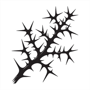 Detailed Silhouette of a Thorny Branch Icon, Perfect for Botanical Illustrations, Nature-Themed Graphics, and Design Projects silhouette on white background vector