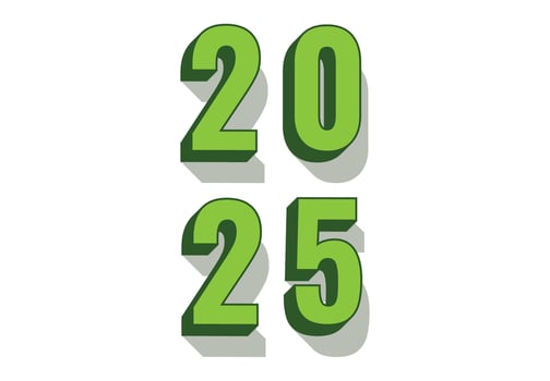 2025 Happy New Year 3D Realistic Decoration Green Design Abstract Illustration vector