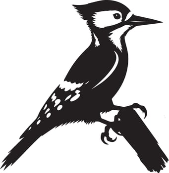 a silhouette of a woodpecker on a branch vector