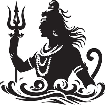 lord shiva, the lord of the gods, in the water with a trident vector