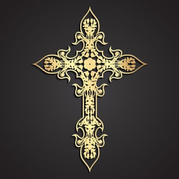 3d golden floral ornament stylized cross illustration vector