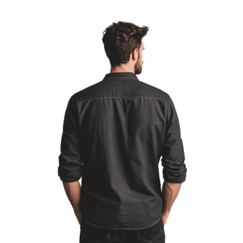 Man in a black shirt seen from the back isolated on transparent background png