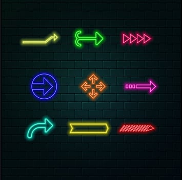 Abstract glowing neon arrow icon illustration background 2 vector