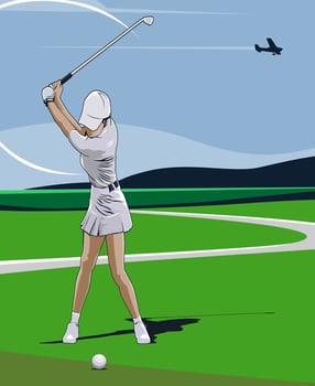 woman golf athlete player illustration design vector